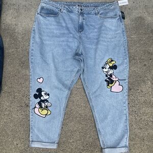 Disney Her Universe Women's 26  Mickey Minnie Mouse Embroidered Mom Jeans